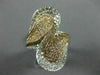 ESTATE WIDE 2.92CT DIAMOND 14K WHITE & ROSE GOLD MULTI ROW CRISS CROSS LEAF RING