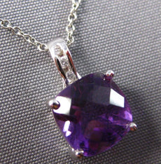 2.07CT DIAMOND & AAA AMETHYST 14KT WHITE GOLD 3D SQUARE & ROUND FLOATING PENDANT
