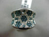 ESTATE LARGE 2.86CT WHITE & BLUE DIAMOND 14K WHITE GOLD 3D MULTI FLOWER FUN RING