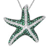 LARGE 1.93CT DIAMOND & AAA EMERALD 14KT WHITE GOLD STARFISH FUN FLOATING PENDANT