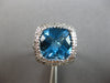 LARGE 10.35CT DIAMOND & AAA BLUE TOPAZ 14K WHITE GOLD CUSHION & ROUND RING 28199