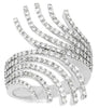 ESTATE WIDE 1.07CT DIAMOND 14KT WHITE GOLD MULTI ROW CRISS CROSS LEAF FUN RING