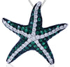 .56CT DIAMOND & AAA EMERALD 14KT WHITE GOLD LUCKY STARFISH FUN FLOATING PENDANT