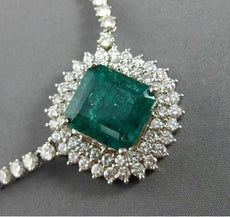 ESTATE MASSIVE 23.81CT DIAMOND & COLOMBIAN EMERALD 18KT GOLD 3D TENNIS NECKLACE