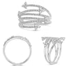 ESTATE WIDE .55CT DIAMOND 14KT WHITE GOLD MULTI ROW CRISS CROSS FLORAL FUN RING