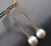 ESTATE LARGE .52CT DIAMOND & AAA SOUTH SEA PEARL 18KT ROSE GOLD SWIRL HANGING EARRINGS