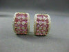 WIDE 2.90CTW PINK SAPPHIRE DIAMOND 18KT WHITE & YELLOW GOLD EARRINGS #21752