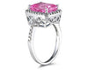 LARGE 5.98CT DIAMOND & AAA PINK TOPAZ 14K WHITE GOLD SQUARE HALO ENGAGEMENT RING
