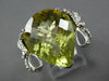 LARGE 10.94CT DIAMOND & LEMON QUARTZ 14KT WHITE GOLD PEAR SHAPE DOUBLE BOW RING