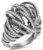 LARGE 1.47CT DIAMOND 18KT BLACK GOLD 3D MULTI ROW INTERTWINING ZEBRA FUN RING