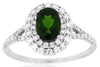 1.45CT DIAMOND & AAA RUSSALITE 14KT WHITE GOLD OVAL DOUBLE HALO ENGAGEMENT RING