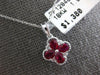 SMALL .74CT DIAMOND & AAA RUBY 18KT WHITE GOLD PEAR SHAPE 4 LEAF CLOVER PENDANT