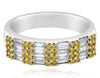 WIDE .96CT WHITE & FANCY YELLOW DIAMOND 18KT WHITE GOLD 3D BAGUETTE & ROUND RING