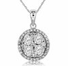 ESTATE 1.28CT DIAMOND 14KT WHITE GOLD 3D CLUSTER FLOWER HALO FLOATING PENDANT