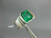 ESTATE LARGE 1.65CT AAA EMERALD 18KT WHITE GOLD SOLITAIRE BEZEL ENGAGEMENT RING