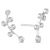 ESTATE .25CT DIAMOND 14KT WHITE GOLD 3D MULTI LEAF BEZEL EAR CLIMBER EARRINGS
