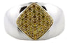 WIDE .55CT FANCY YELLOW DIAMOND 18KT 2 TONE GOLD 3D PAVE GEOMETRICAL FUN RING
