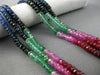 LONG 40CT MULTI COLOR SAPPHIRE RUBY & EMERALD MULTI STRAND OMBRE NECKLACE #27654