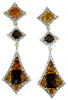 LARGE 7.78CT DIAMOND & AAA CITRINE & AAA SMOKEY TOPAZ 14KT YELLOW GOLD EARRINGS