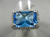ESTATE LARGE 3.42CT DIAMOND & BLUE TOPAZ 14KT WHITE GOLD 3D RECTANGULAR FUN RING