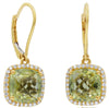 6.5CT DIAMOND & AAA LEMON QUARTZ 14KT YELLOW GOLD CUSHION & ROUND HALO EARRINGS