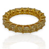 LARGE 6.01CT FANCY YELLOW DIAMOND 18KT YELLOW GOLD CUSHION ETERNITY LUCIDA RING