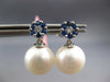 .50CT DIAMOND & AAA SAPPHIRE & SOUTH SEA PEARL 14KT WHITE GOLD FLOWER EARRINGS