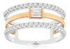 ESTATE .45CT DIAMOND 14K WHITE & ROSE GOLD ROUND & BAGUETTE TRIPLE BAND FUN RING
