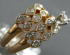 ESTATE WIDE 1CT DIAMOND 14KT ROSE GOLD ROUND MARQUISE SHAPE ANNIVERSARY RING SET