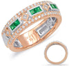 WIDE .61CT DIAMOND & AAA EMERALD 14K WHITE & ROSE GOLD FILIGREE ANNIVERSARY RING