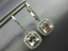 ESTATE 1.83CT AAA MORGANITE 14K WHITE GOLD 3D CUSHION LEVERBACK HANGING EARRINGS