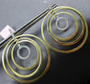 LARGE .60CT DIAMOND 14KT 2 TONE GOLD 3D MULTI CIRCULAR CLIP ON HANGING EARRINGS