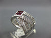 LARGE 1.52CT DIAMOND & AAA RUBY 14K WHITE GOLD 3D PRINCESS CRISS CROSS LOVE RING