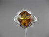 ANTIQUE WIDE 3.96CT DIAMOND & AAA EXTRA FACET CITRINE 14K WHITE GOLD 3D FUN RING