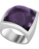 ESTATE EXTRA LARGE AAA AMETHYST 18KT WHITE GOLD CABOCHON SQUARE HANDCRAFTED RING