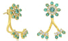 ESTATE .92CT DIAMOND & AAA EMERALD 14KT YELLOW GOLD FLOWER FUN HANGING EARRINGS
