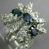 LARGE 1.86CT DIAMOND & AAA SAPPHIRE 14K WHITE GOLD BUTTERFLY FLOWER RING #26653