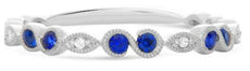 .19CT DIAMOND & AAA SAPPHIRE 14KT WHITE GOLD ROUND INFINITY FILIGREE LOVE RING