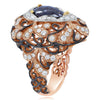 LARGE 3.15CT WHITE & ICE DIAMOND 18KT ROSE & WHITE GOLD PEAR SHAPE & ROUND RING