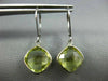 5.40CT AAA LEMON QUARTZ 14K WHITE GOLD CUSHION BEZEL LEVER BACK HANGING EARRINGS