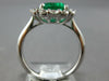 ESTATE LARGE 3.19CT DIAMOND & AAA EMERALD 18K WHITE GOLD CUSHION ENGAGEMENT RING