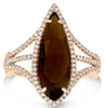 LARGE 3.09CT DIAMOND & AAA SMOKY QUARTZ 14KT ROSE GOLD MARQUISE & ROUND FUN RING