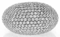 EXTRA LARGE 7.89CT DIAMOND 18KT WHITE GOLD 3D MULTI ROW DOME SHAPE COCKTAIL RING