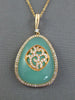 LARGE .50CT DIAMOND & AAA GREEN CHALCEDONY 14KT ROSE GOLD 3D TEAR DROP PENDANT