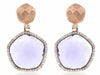 11.36CT DIAMOND & AAA AMETHYST 14KT ROSE GOLD 3D HAMMERED LOOK HANGING EARRINGS