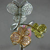 ESTATE LARGE .94CT MULTI COLOR DIAMOND 18K TRI COLOR GOLD 3D BUTTERFLY LOVE RING