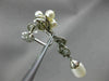 ANTIQUE LARGE .25CT DIAMOND & AAA SOUTH SEA PEARL 18KT WHITE GOLD LEAF EARRINGS