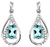 .95CT DIAMOND & AAA AQUAMARINE 14KT WHITE GOLD OVAL TEAR DROP HANGING EARRINGS