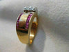 ANTIQUE .47CTW DIAMOND RUBY 14K W YELLOW GOLD WIDE BAND RING 8MM F/G VVS #18769