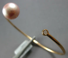.06CT DIAMOND & AAA PINK SOUTH SEA PEARL 18KT ROSE GOLD FLEXIBLE BANGLE BRACELET